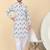 Men cotton white and black geometric printed kurta