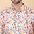 Men linen beige floral printed kurta