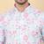 Men linen cream floral printed kurta