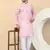 Men linen pink floral printed kurta