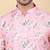 Men linen pink floral printed kurta