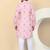 Men linen pink floral printed kurta