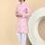 Men linen pink floral printed kurta