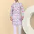 Men linen sky blue floral printed kurta