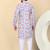 Men linen sky blue floral printed kurta
