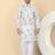 Men linen white floral printed kurta