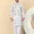Men linen white floral printed kurta