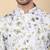 Men linen white floral printed kurta