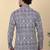 Men cotton blue ethnic motifs short kurta