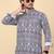 Men cotton blue ethnic motifs short kurta