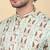 Men cotton green geometric printed short kurta