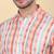 Men cotton orange ethnic motifs short kurta