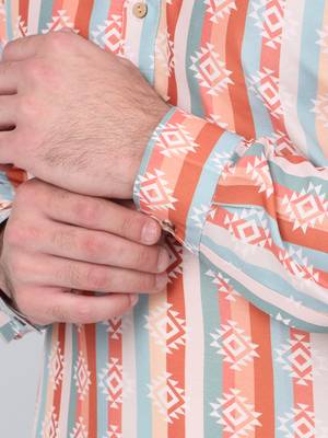 Men cotton orange ethnic motifs short kurta 5