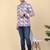 Men cotton purple floral printed short kurta