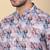 Men cotton purple floral printed short kurta