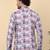 Men cotton purple floral printed short kurta
