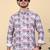 Men cotton purple floral printed short kurta