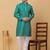 Men green silk blend jacquard kurta