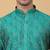 Men green silk blend jacquard kurta