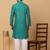Men green silk blend jacquard kurta