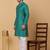 Men green silk blend jacquard kurta
