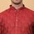 Men maroon silk blend jacquard kurta