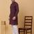 Men purple silk blend jacquard kurta