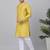 Men yellow silk blend jacquard kurta