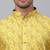 Men yellow silk blend jacquard kurta