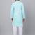 Men aqua blue linen solid kurta