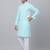 Men aqua blue linen solid kurta