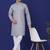 Men grey linen solid kurta