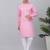Men pink linen solid kurta