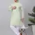 Men green linen solid kurta