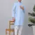 Men sky blue linen solid kurta
