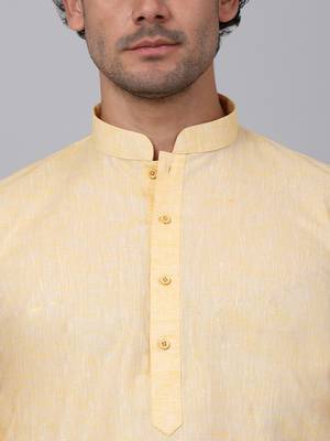 Men yellow linen solid kurta 2