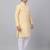 Men yellow linen solid kurta