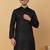 Men black pure cotton striped knee length kurta