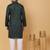 Men green pure cotton striped knee length kurta