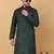 Men green pure cotton striped knee length kurta