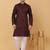 Men maroon pure cotton striped knee length kurta