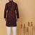 Men maroon pure cotton striped knee length kurta