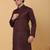 Men maroon pure cotton striped knee length kurta