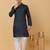 Men navy blue pure cotton striped knee length kurta