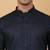 Men navy blue pure cotton striped knee length kurta