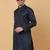 Men navy blue pure cotton striped knee length kurta