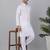 Men white pure cotton striped knee length kurta