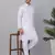 Men white pure cotton striped knee length kurta
