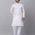 Men white pure cotton striped knee length kurta