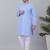 Men blue cotton striped kurta